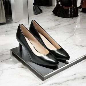 MSRP$270 Women Shoes COLE HAAN Helen Grand Black Leather Pumps Low Heels Shoes